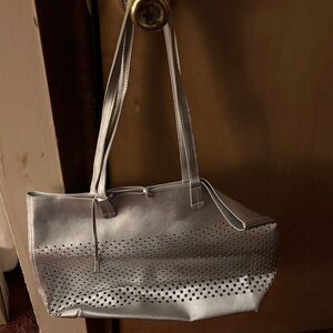 Silver Perforated Tote Bag